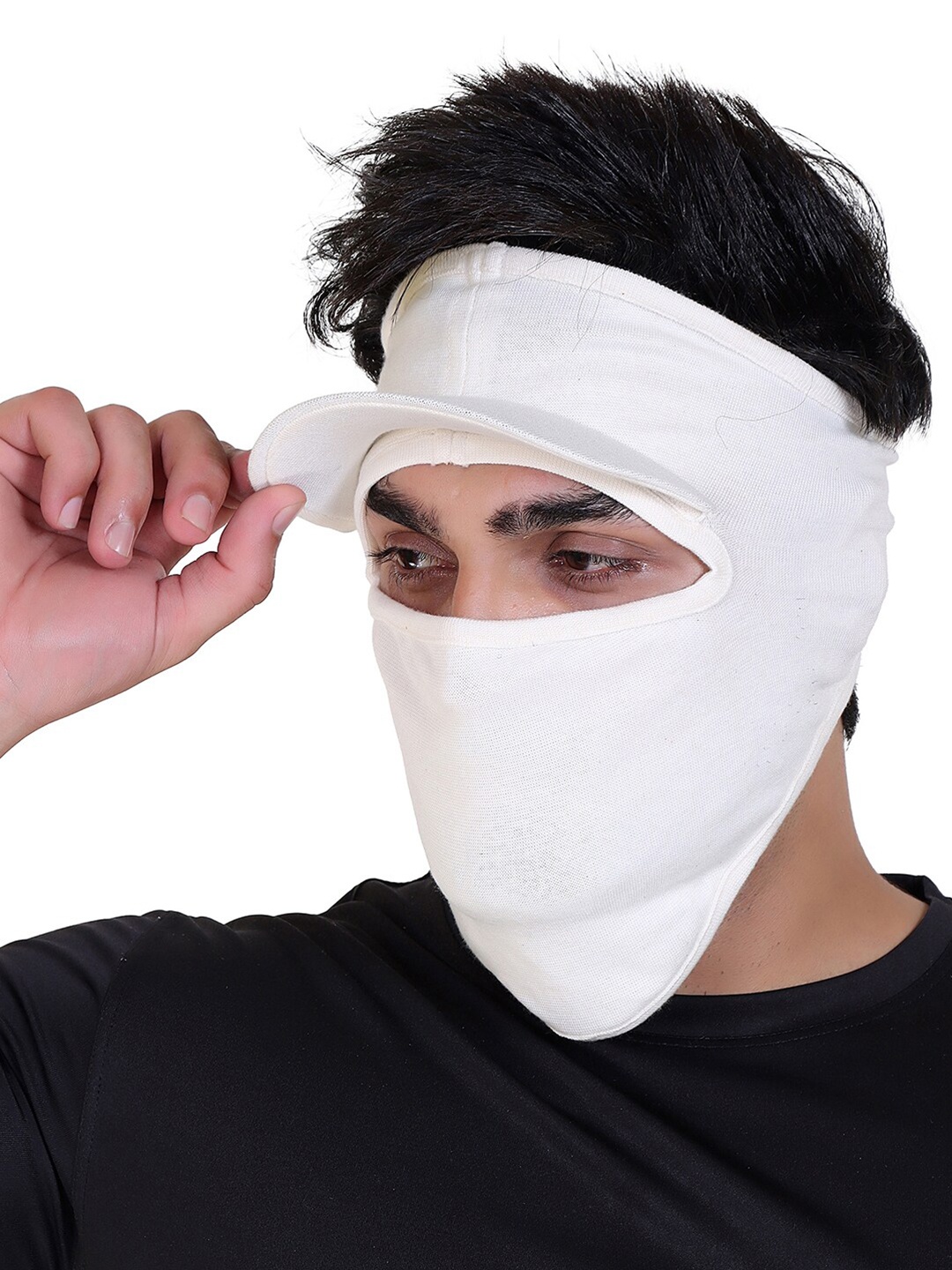 

Gajraj Cotton Strechable Full Face Masks With Visor, Cream