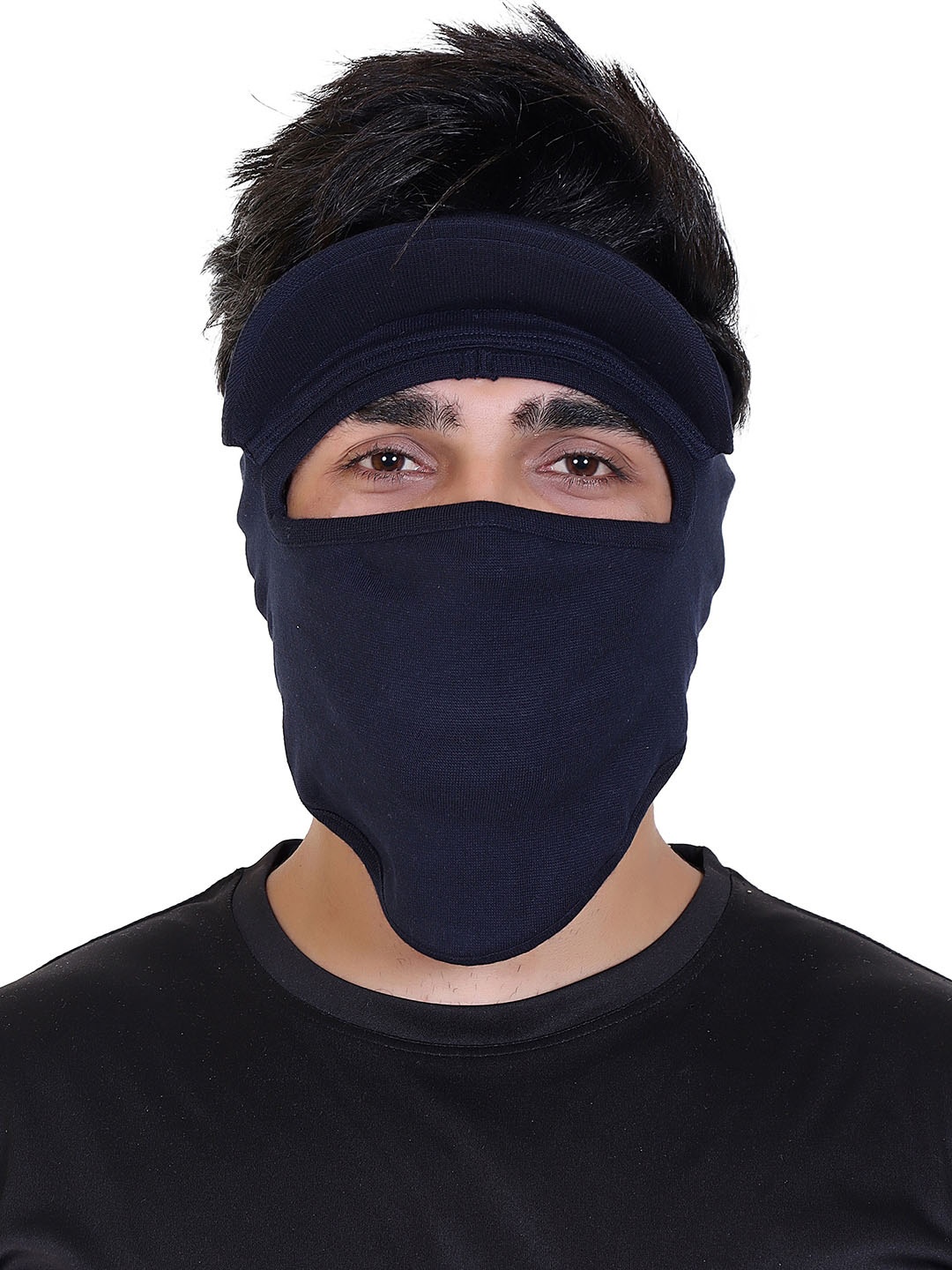 

Gajraj Cotton Strechable Full Face Masks With Visor, Navy blue
