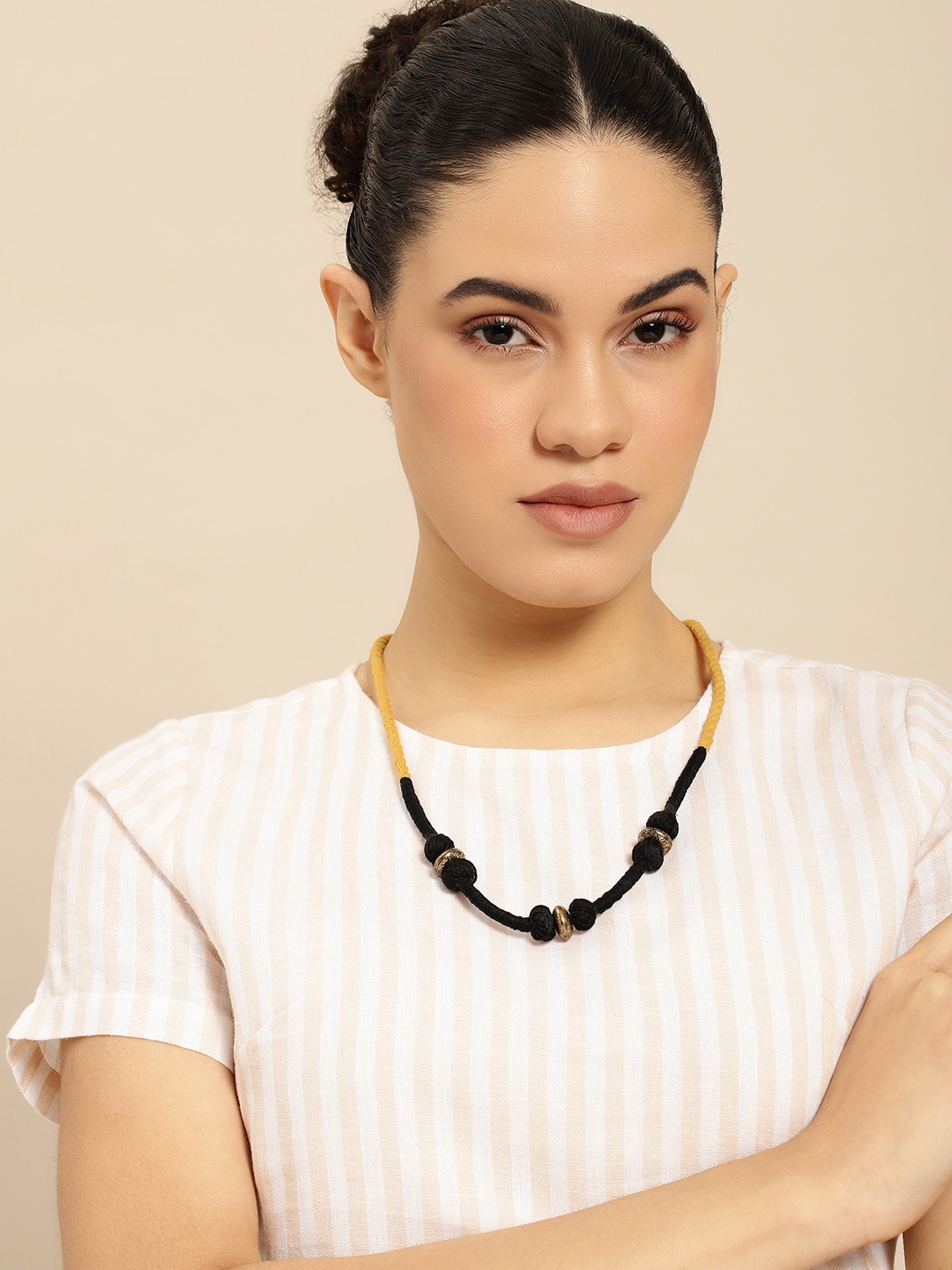 

Taavi Ethnic Style Necklace, Black