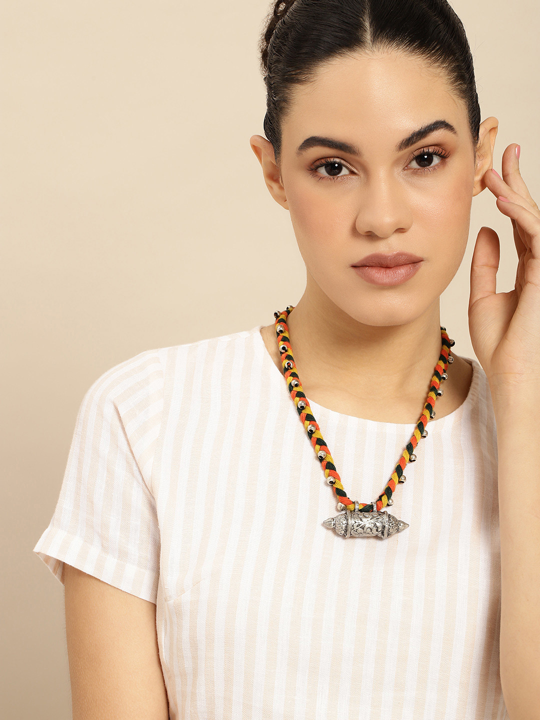 

Taavi Ethnic Style Braided Necklace, Multi