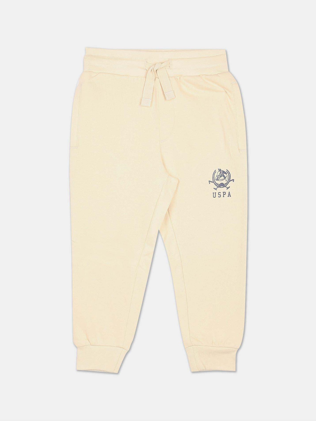

U.S. Polo Assn. Kids Boys Straight Fit Mid-Rise Pure Cotton Joggers, Beige