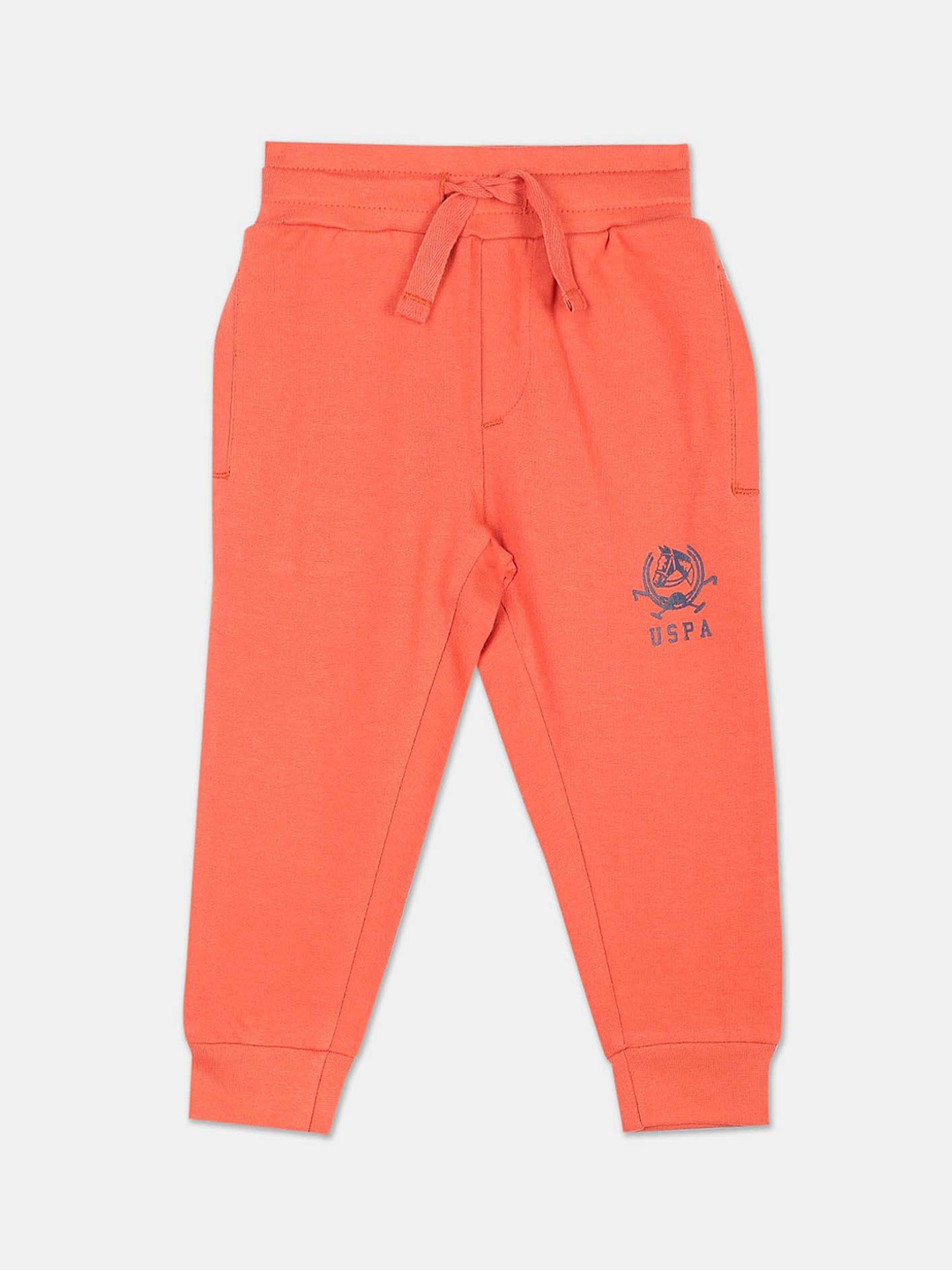 

U.S. Polo Assn. Kids Boys Mid-Rise Straight Fit Pure Cotton Joggers, Orange
