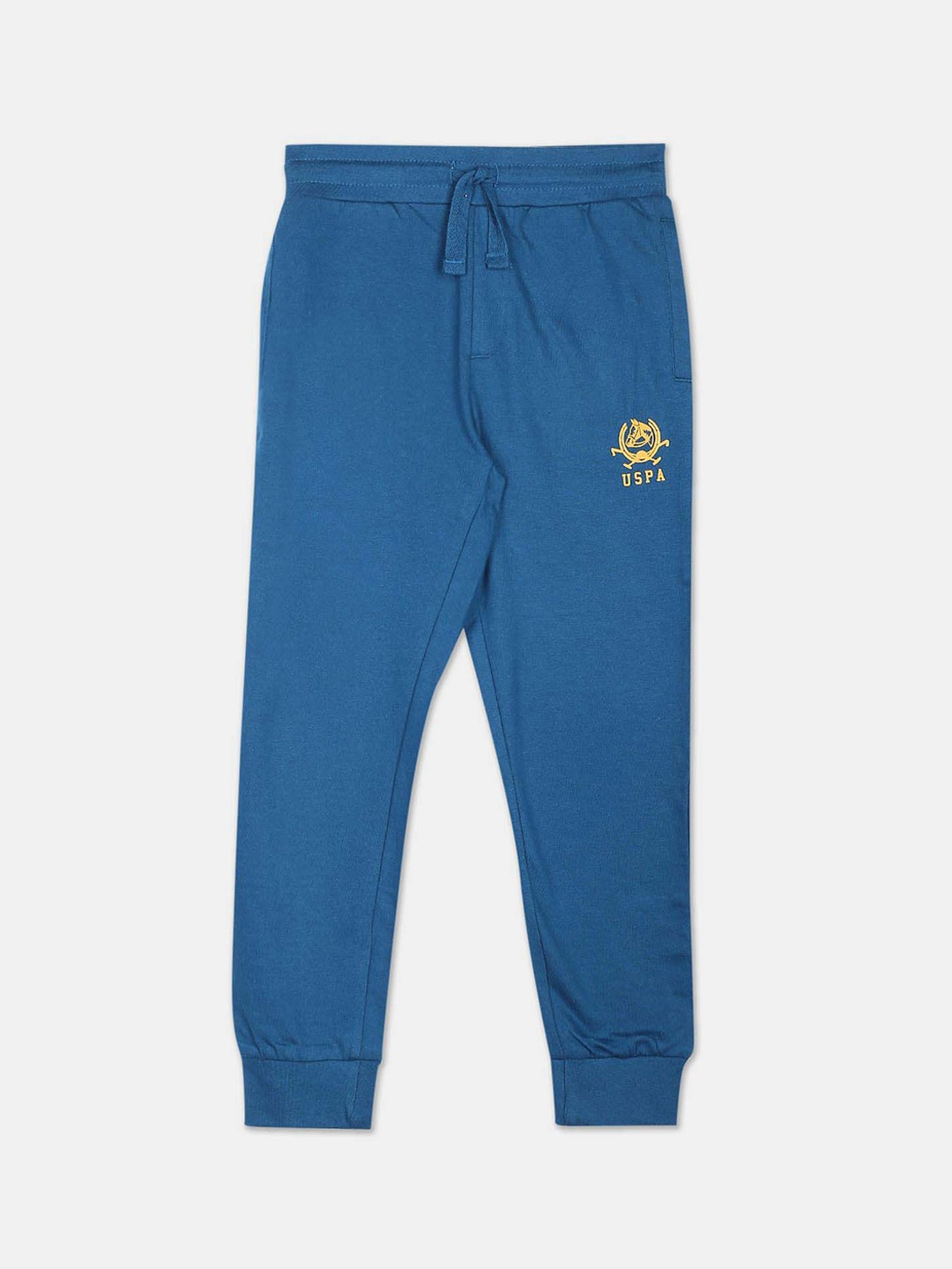 

U.S. Polo Assn. Kids Boys Mid-Rise Straight Fit Cotton Joggers, Blue