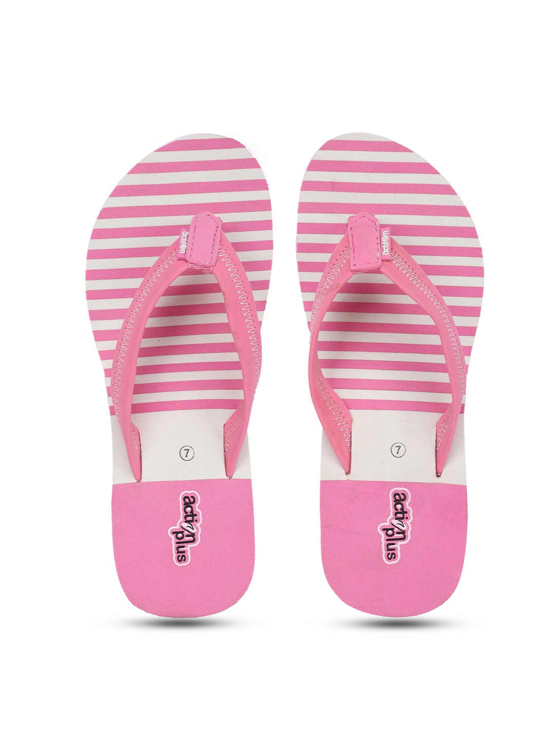 

Action Women Striped Rubber Thong Flip-Flops, Pink