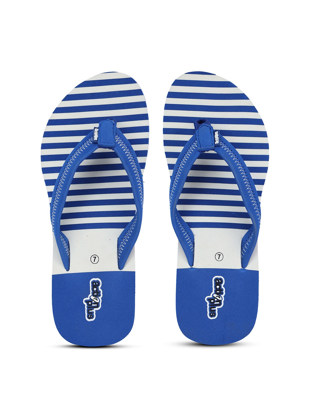 

Action Women Striped Rubber Thong Flip-Flops, Blue
