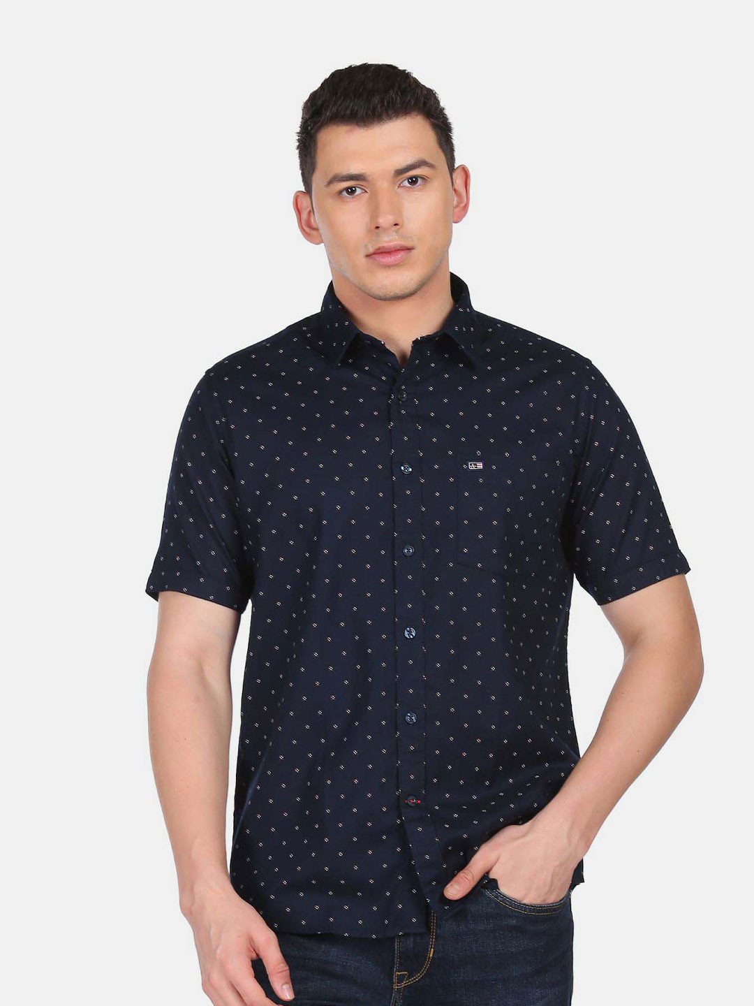 

Arrow Sport Micro Ditsy Printed Cotton Casual Shirt, Blue