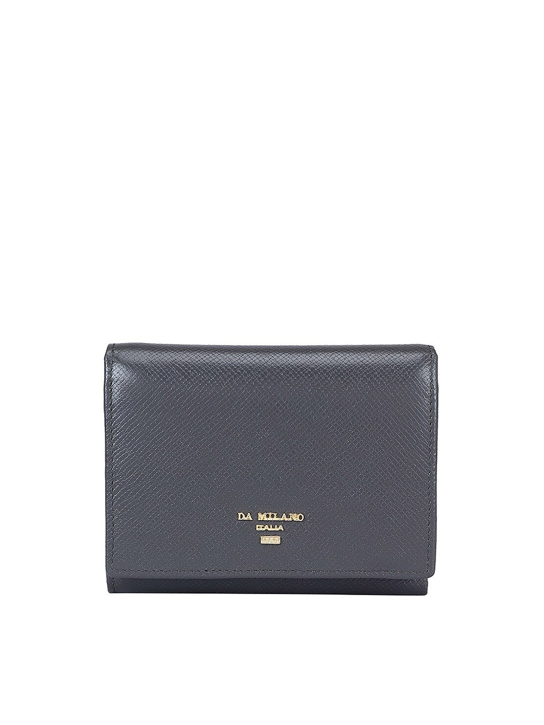 

Da Milano Women Textured Leather Three Fold Wallet, Grey