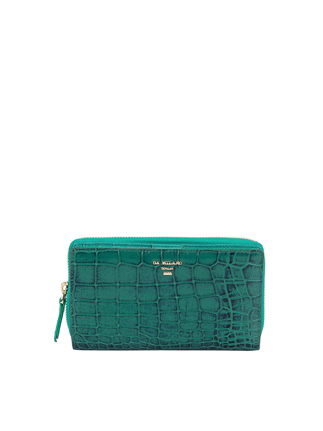 

Da Milano Women Textured Leather Zip Around Three Fold Wallet, Green