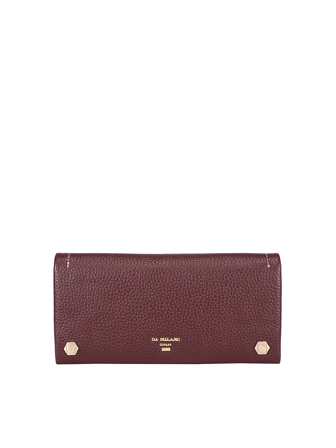 

Da Milano Women Textured Leather Two Fold Wallet, Maroon