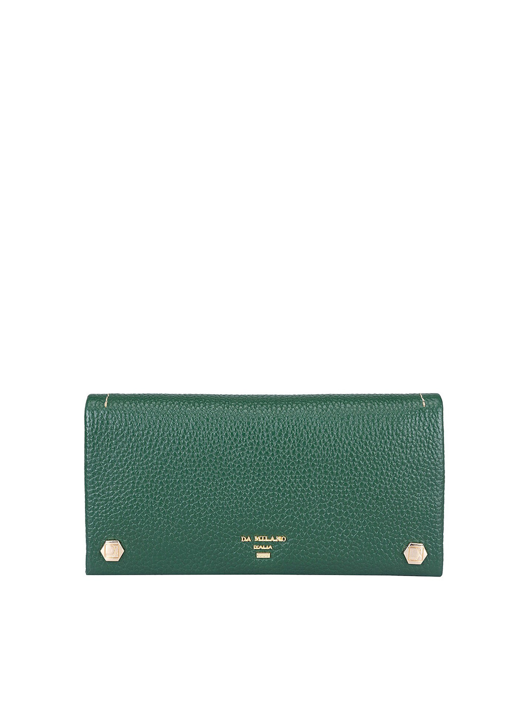 

Da Milano Women Textured Leather Two Fold Wallet, Green