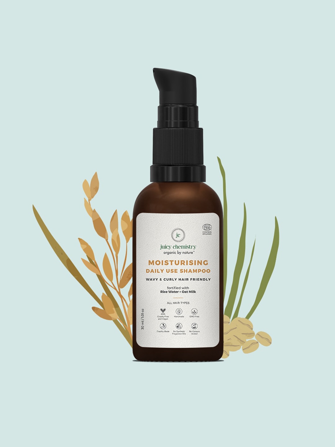 

Juicy Chemistry Moisturising Daily Use Shampoo with Rice Water & Oat Milk - 30 ml, White