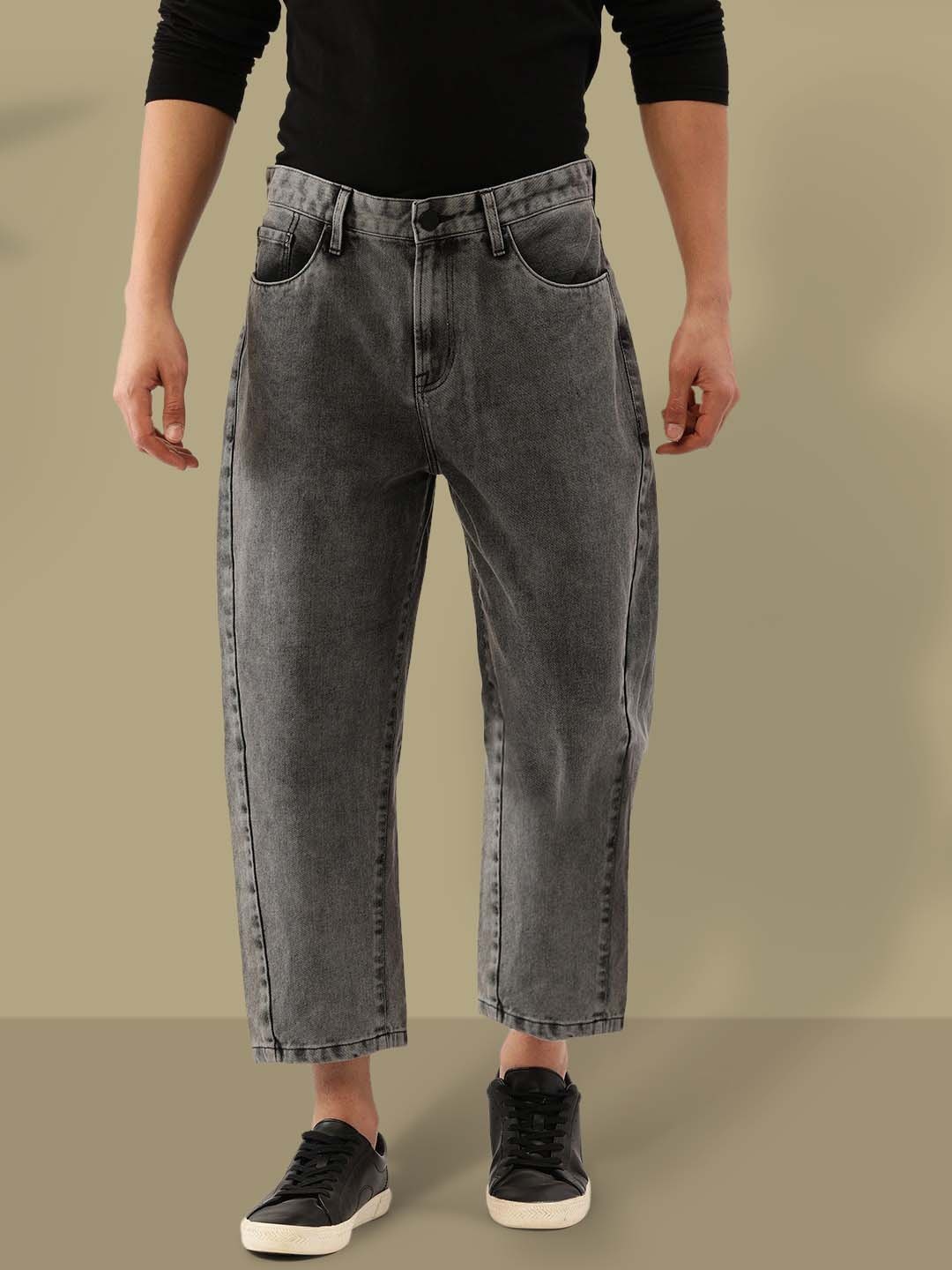 

Bene Kleed Men Mid Rise Loose Fit Cropped Jeans, Charcoal