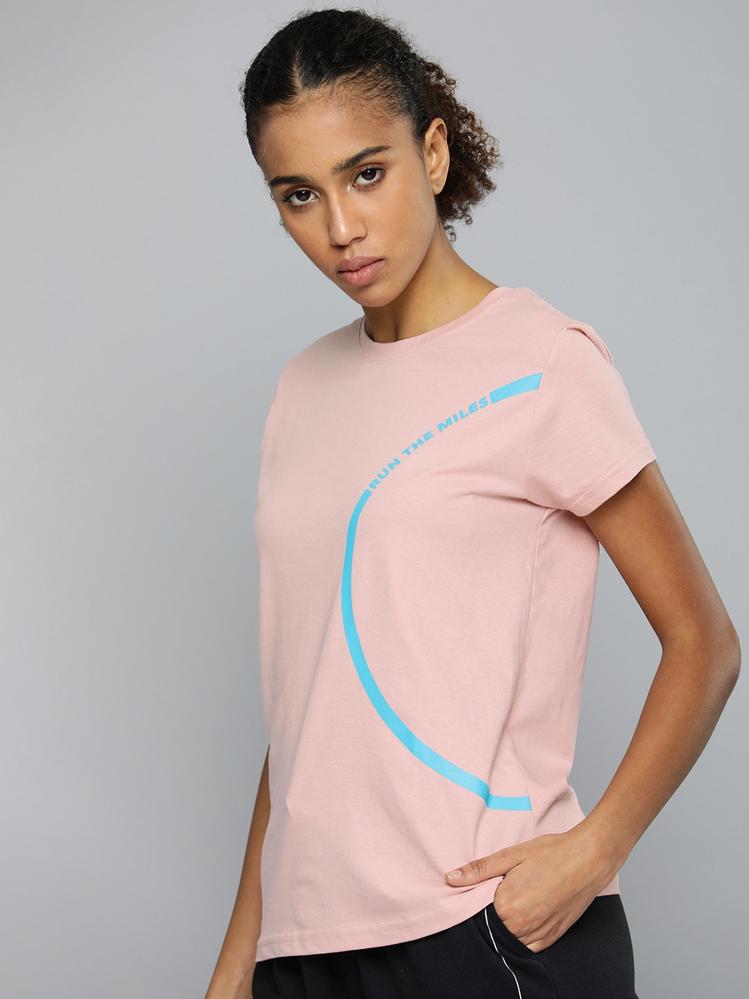 

HRX by Hrithik Roshan Typography Printed Pure Cotton T-shirt, Pink