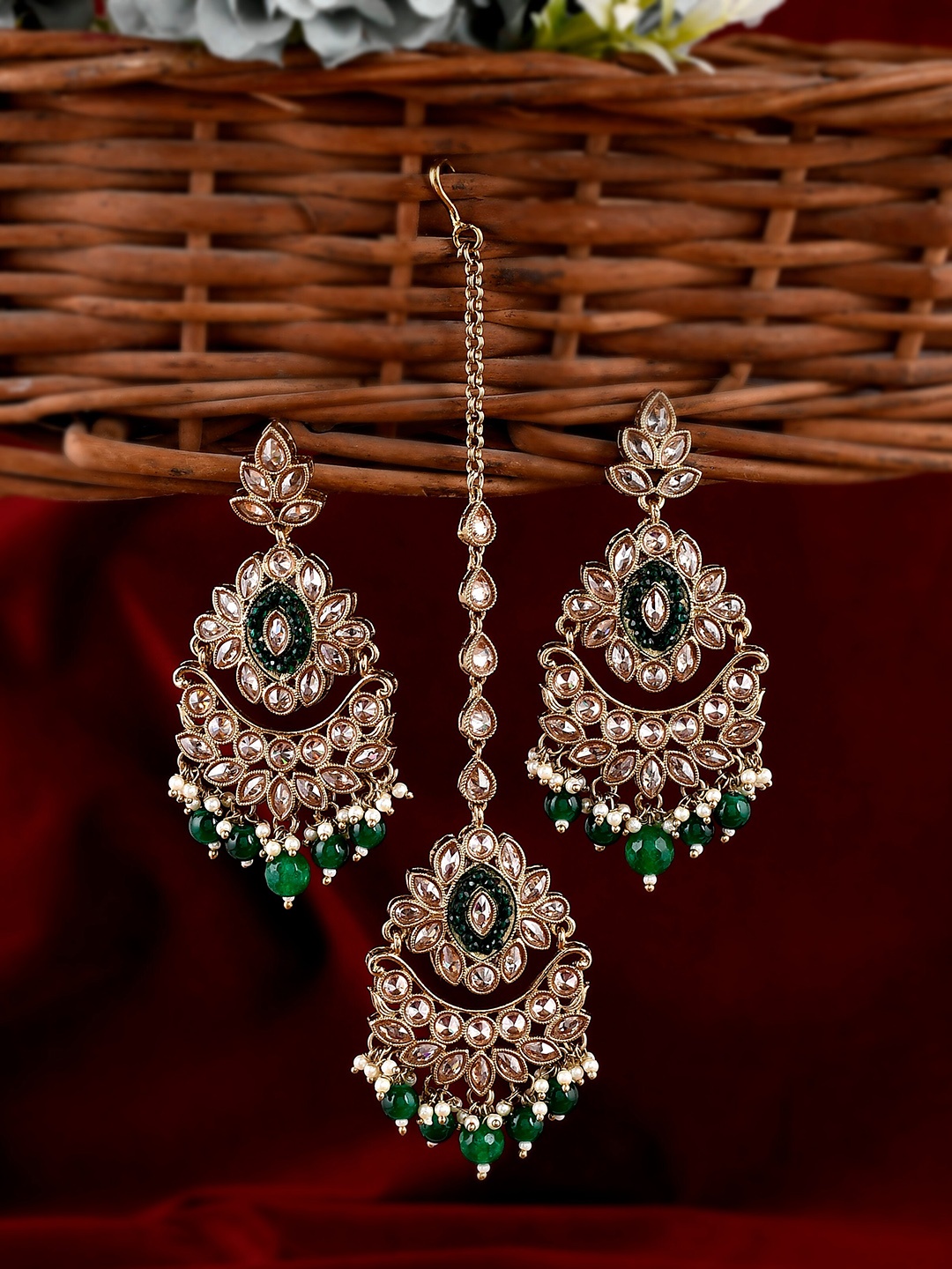 

AQUASTREET JEWELS Gold-Plated AD Studded Necklace & Earrings Set