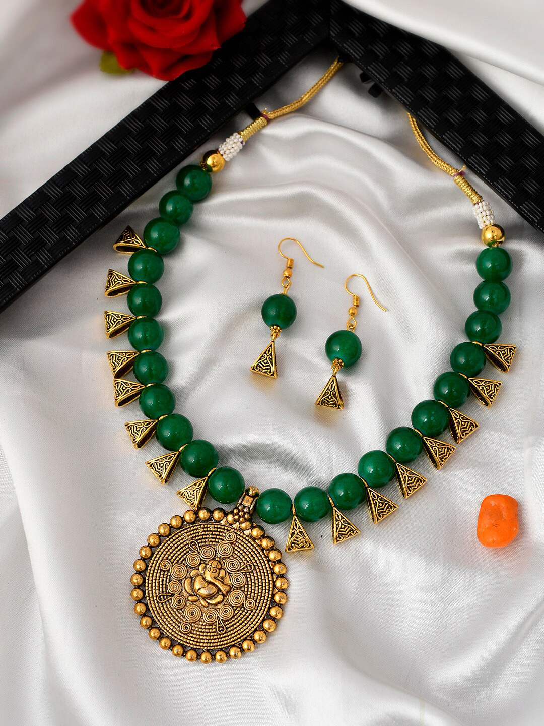 

AQUASTREET JEWELS Gold-Plated Necklace & Earrings Set, Green