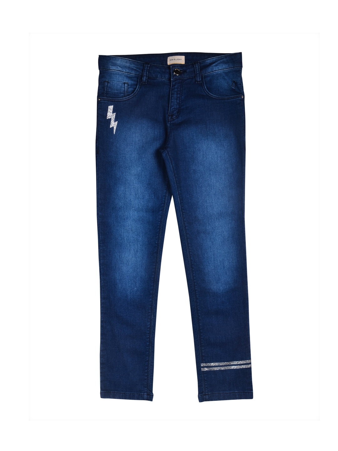 

Gini and Jony Girls Mid-Rise Light Fade Denim Jeans, Navy blue