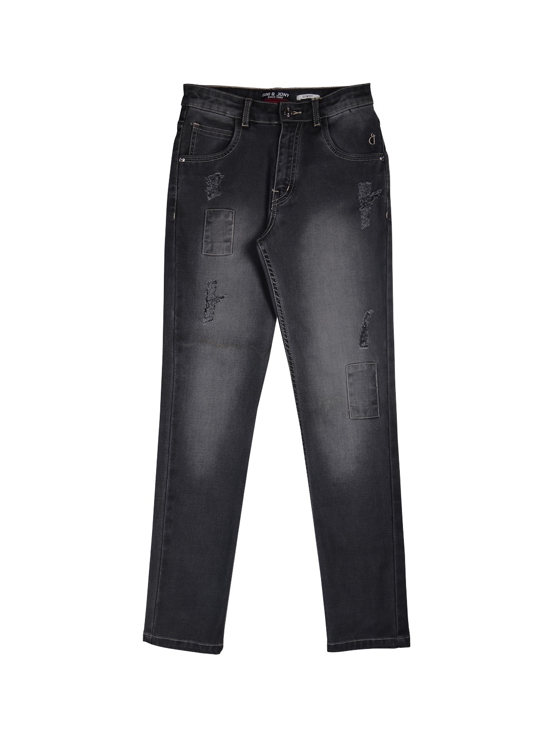 

Gini and Jony Boys Mildly Distressed Light Fade Denim Jeans, Black