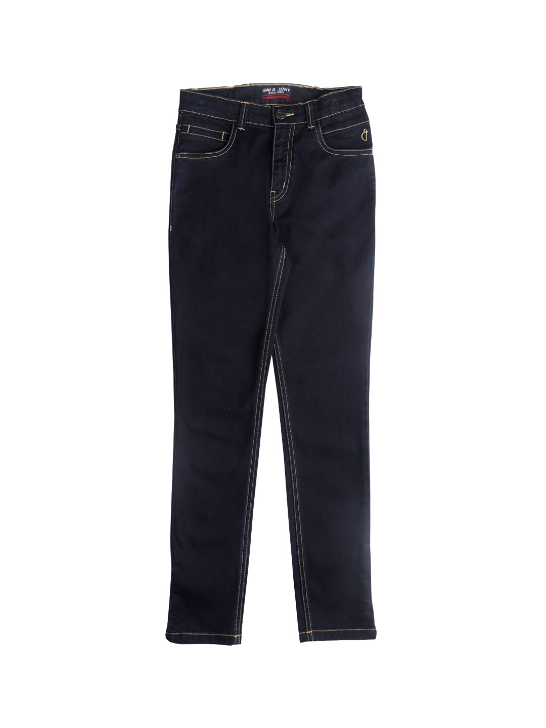 

Gini and Jony Boys Mid Rise Regular Fit Mildly Distressed Jeans, Navy blue