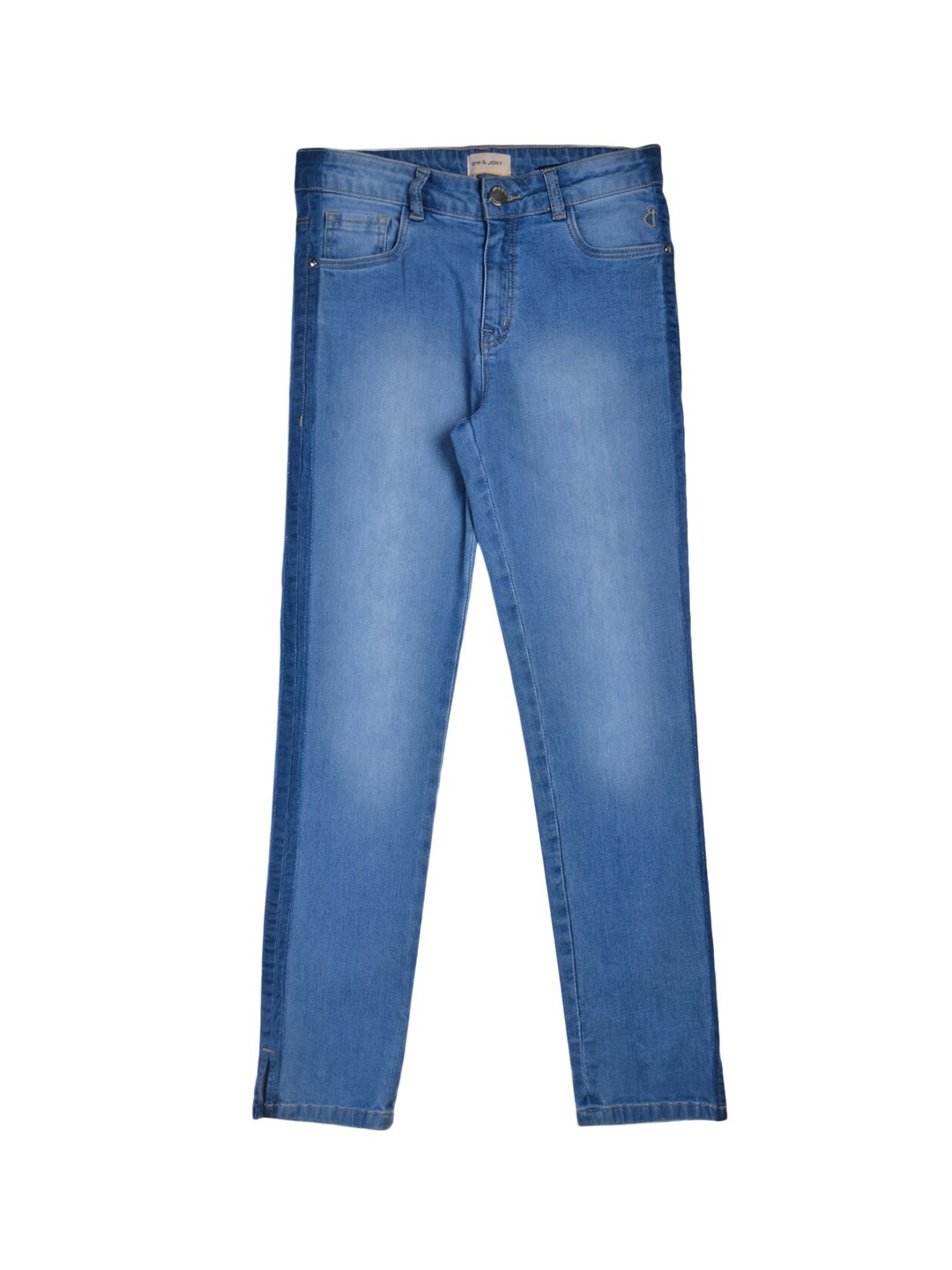 

Gini and Jony Girls Light Fade Clean Look Mid-Rise Jeans, Blue