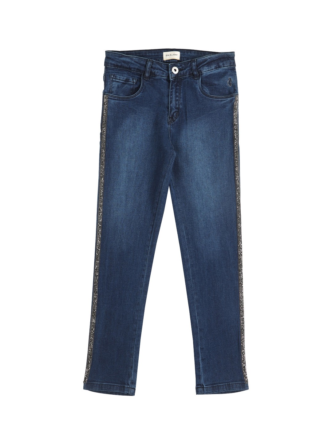 

Gini and Jony Girls Light Fade Clean Look Mid-Rise Jeans, Blue
