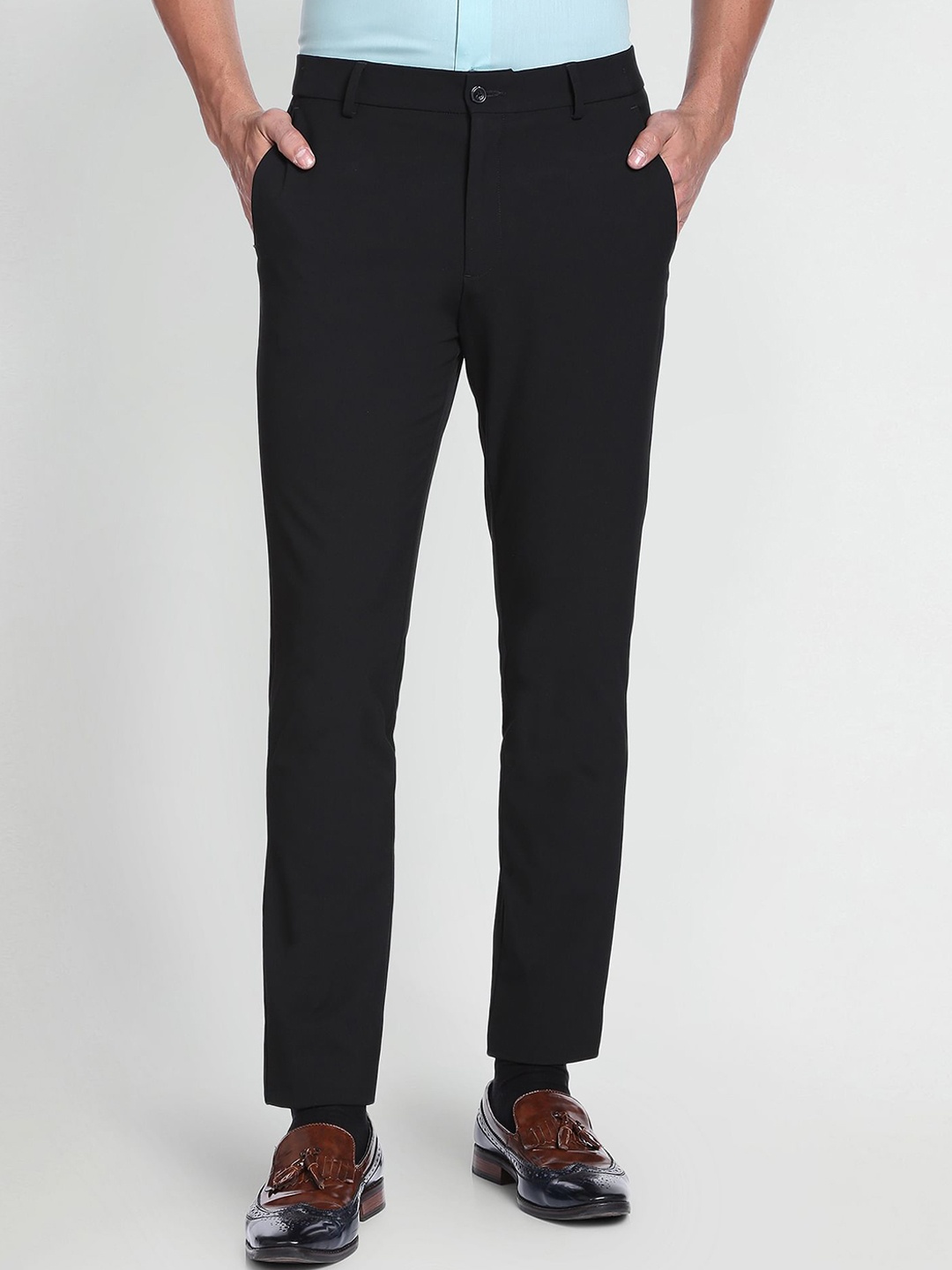 

Arrow New York Men Mid-Rise Formal Trousers, Black