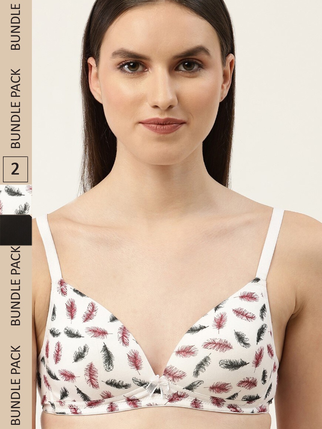

Leading Lady Pack of 2 Printed Lightly Padded Seamless T-shirt Bra, White