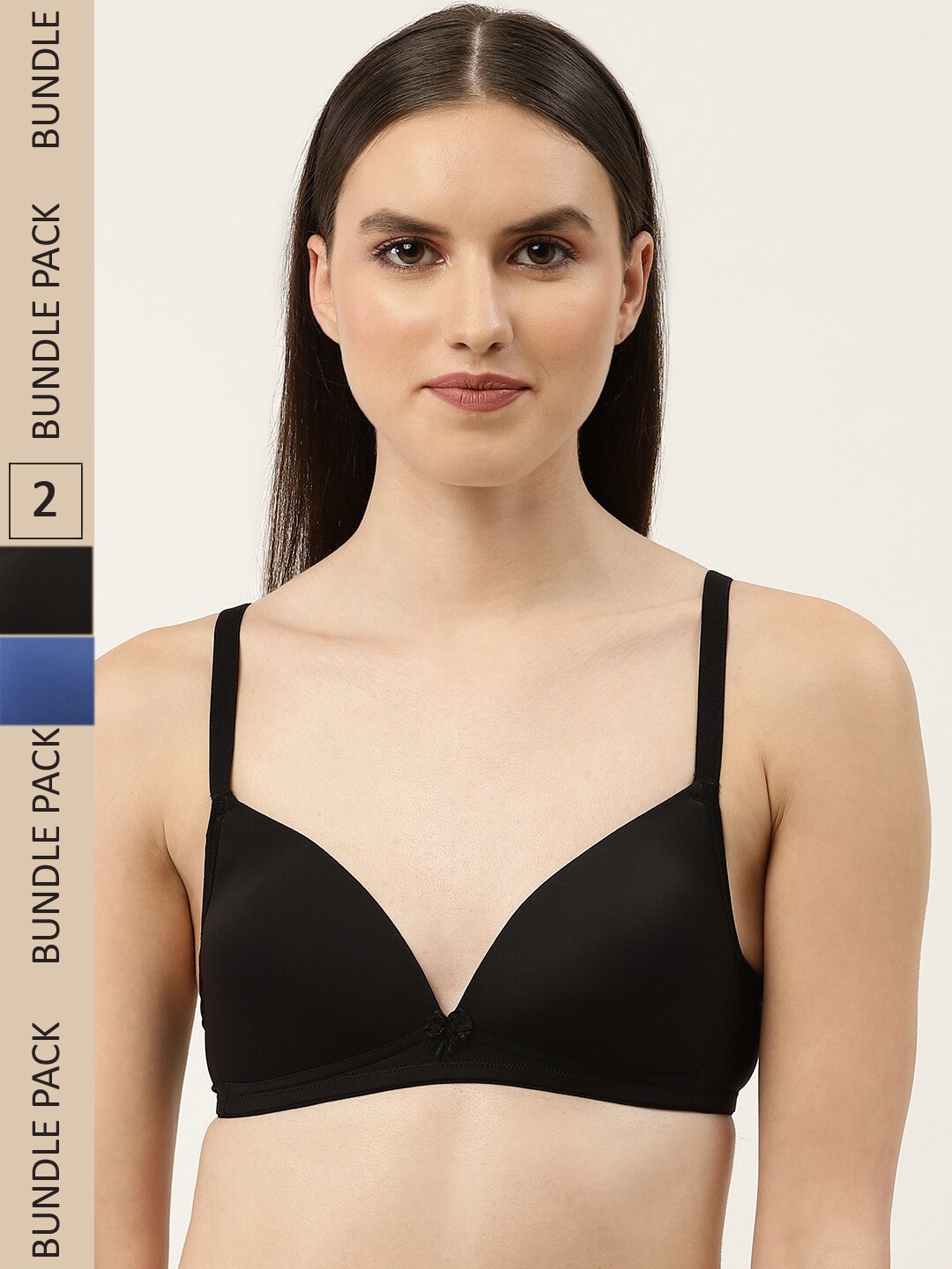 

Leading Lady Pack Of 2 Lightly Padded Seamless T-Shirt Bra, Black