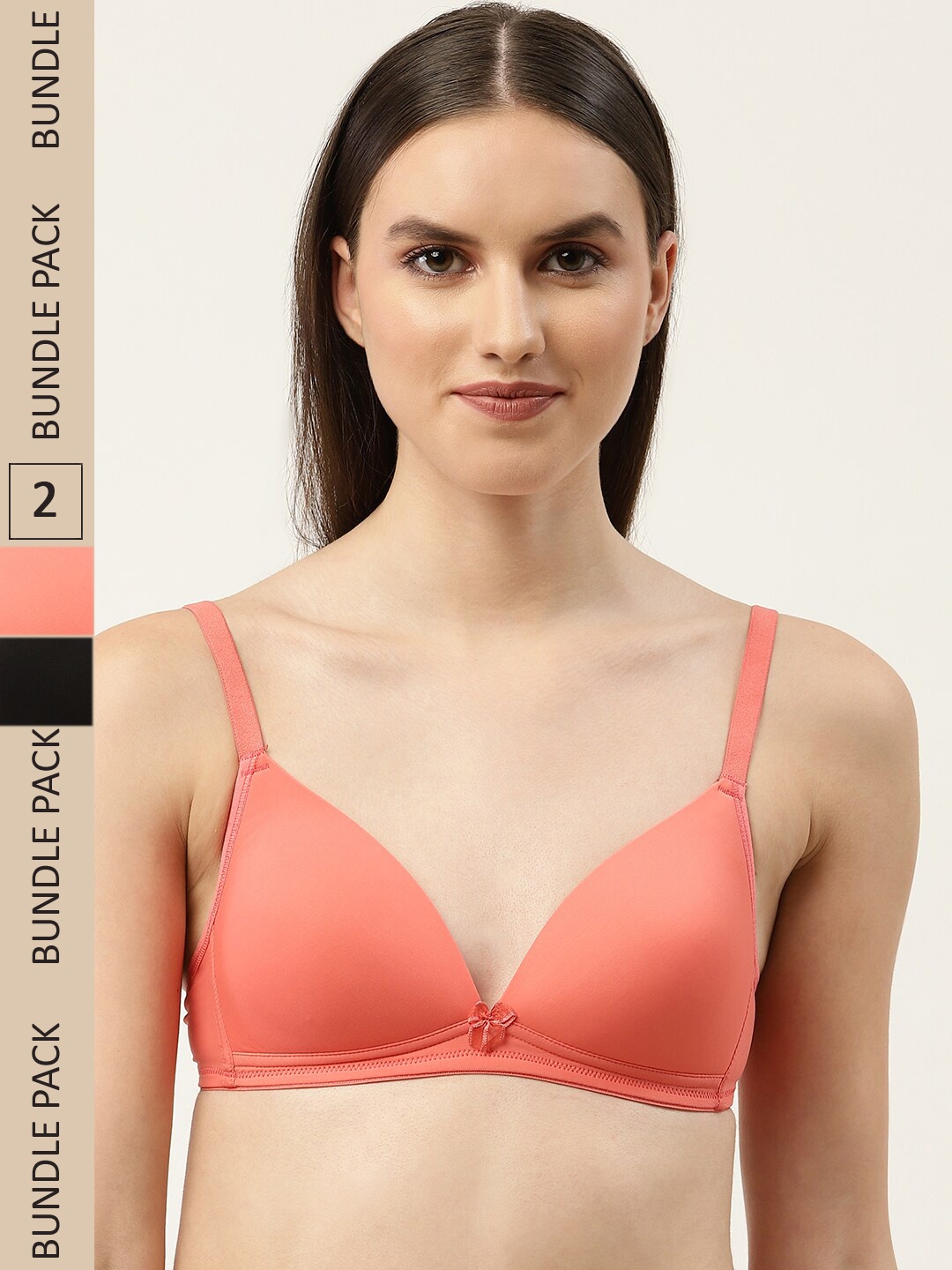 

Leading Lady Pack of 2 Lightly Padded Non-Wired Seamless Bra, Black