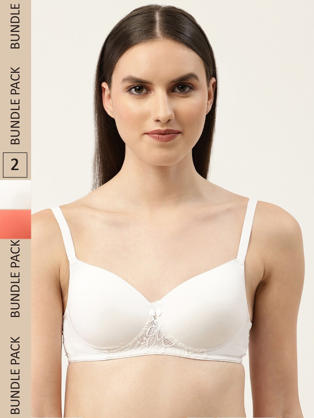 

Leading Lady Pack of 2 Lightly Padded Non-Wired Seamless Bra, Orange