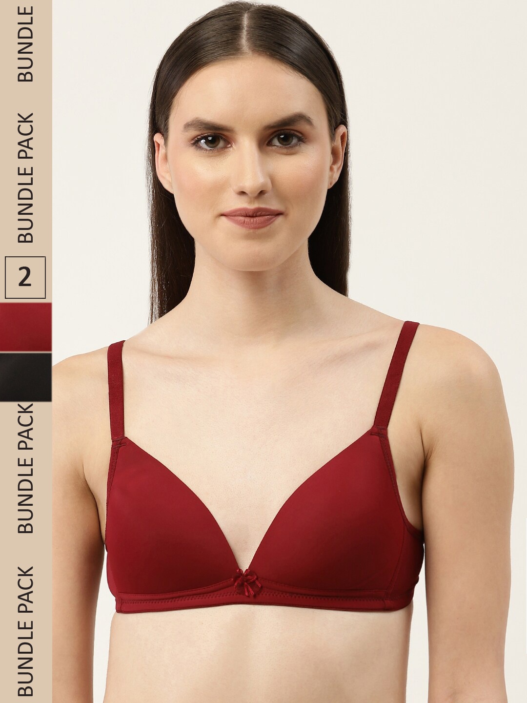 

Leading Lady Pack Of 2 Lightly Padded Seamless Bra, Maroon