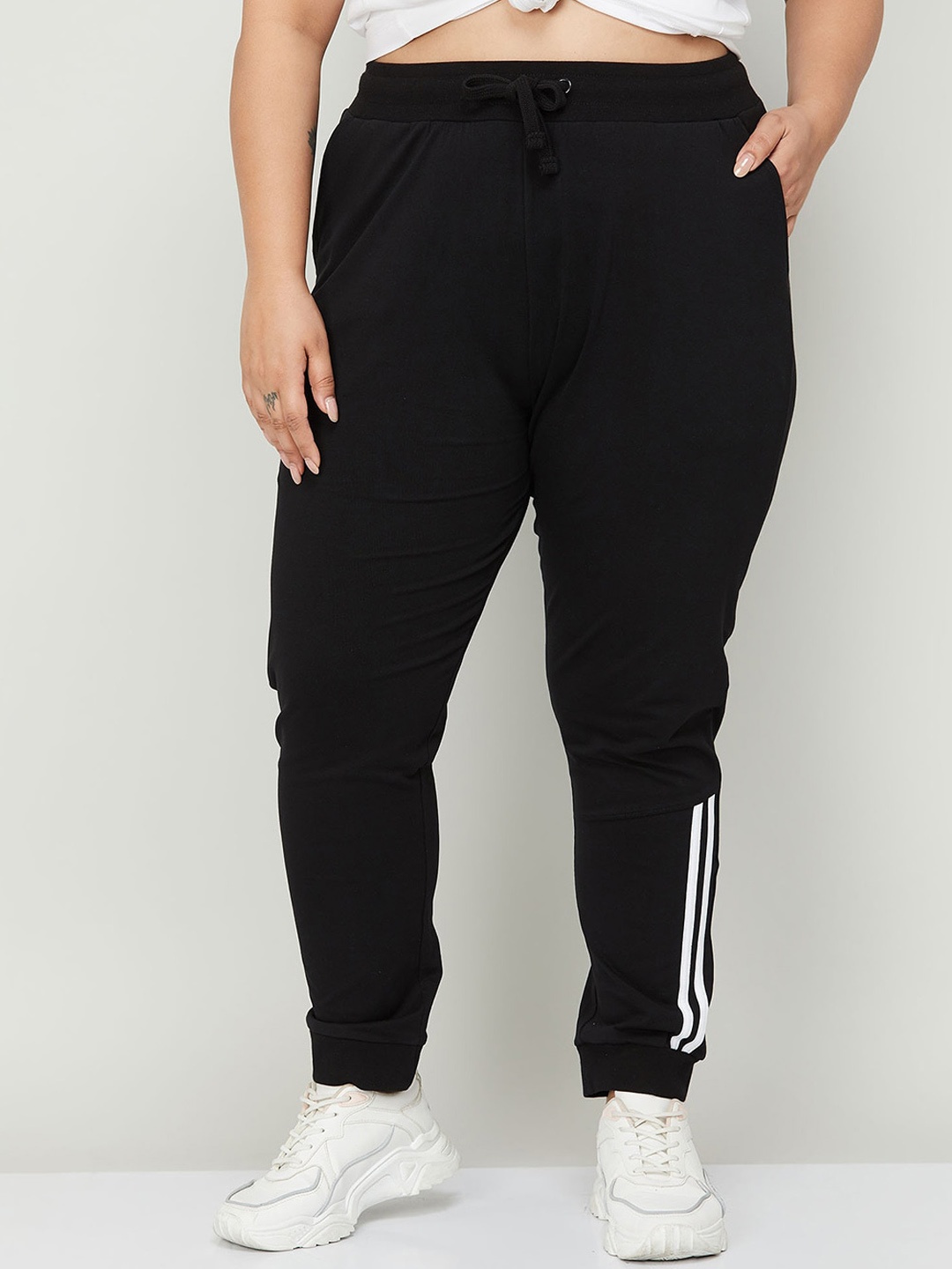 

Nexus by Lifestyle Women Plus Size Mid-Rise Cotton Joggers, Black
