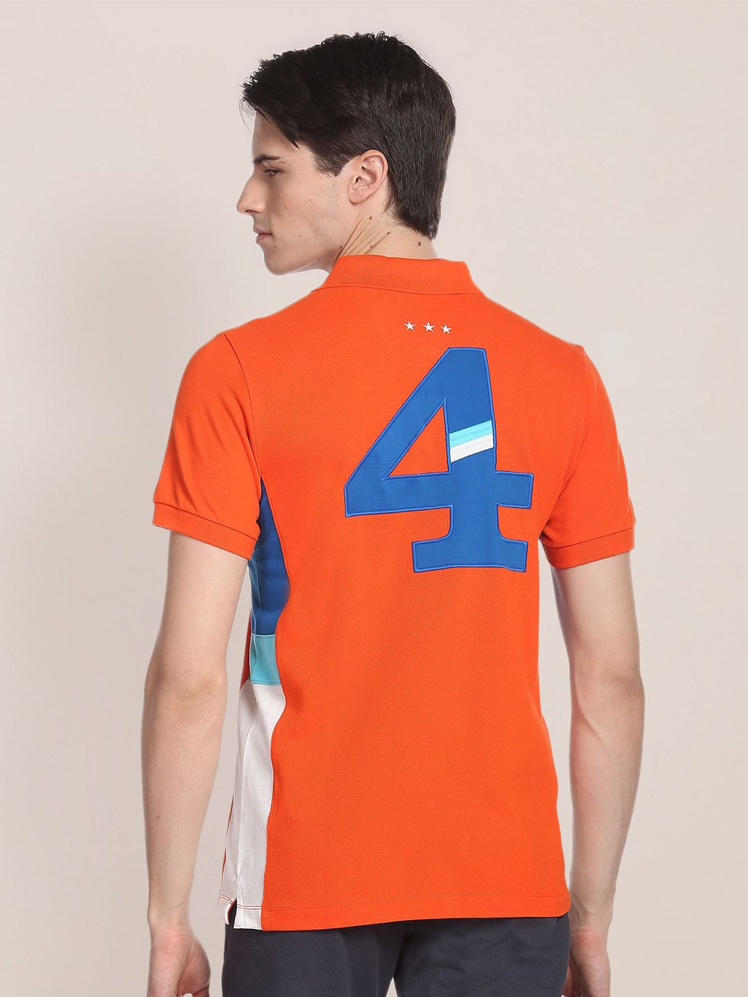 

U.S. Polo Assn. Sunwashed Spring Collection Printed Polo Collar Pure Cotton T-shirt, Orange