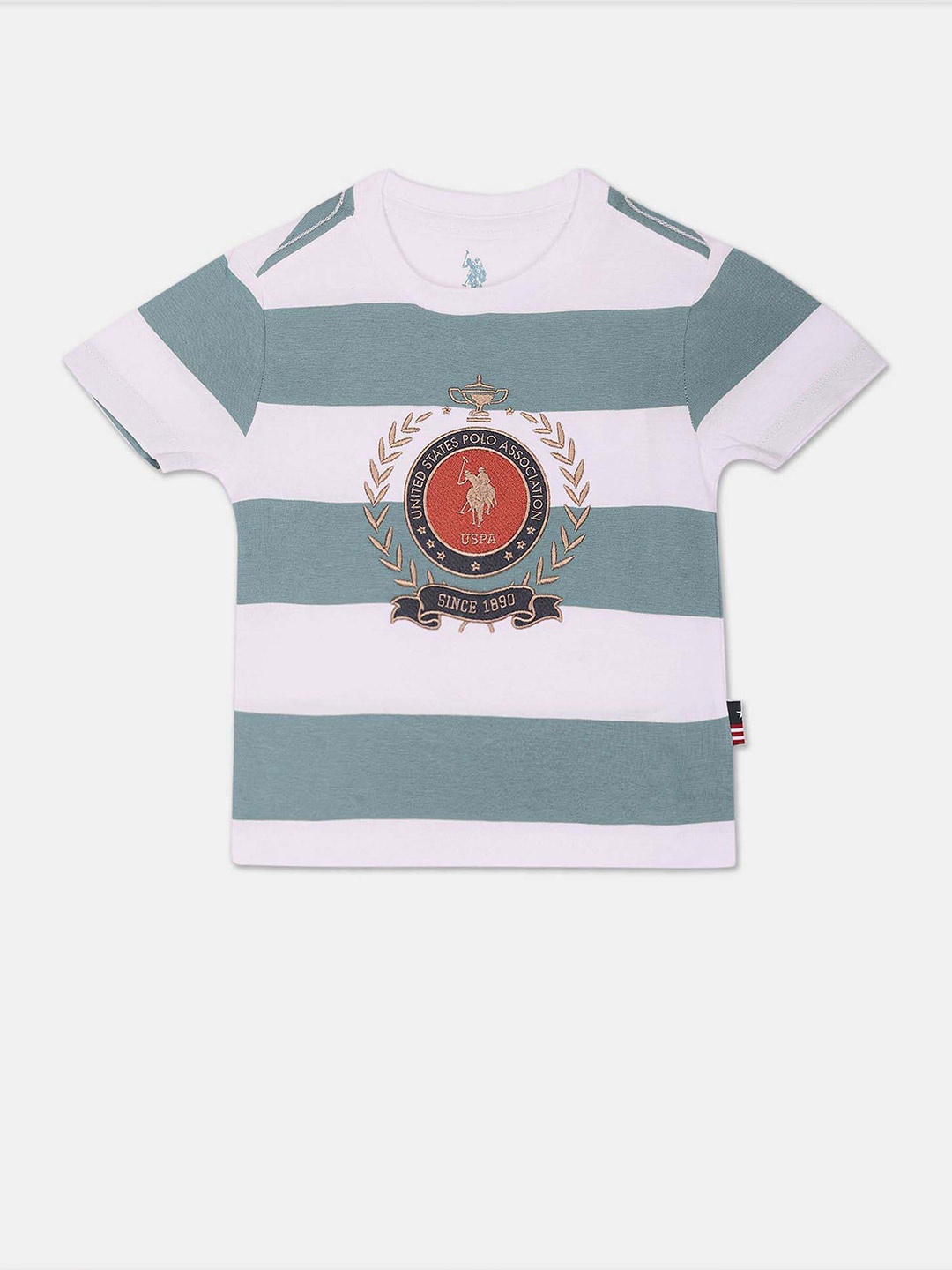 

U.S. Polo Assn. Kids Boys Striped Pure Cotton T-shirt, White