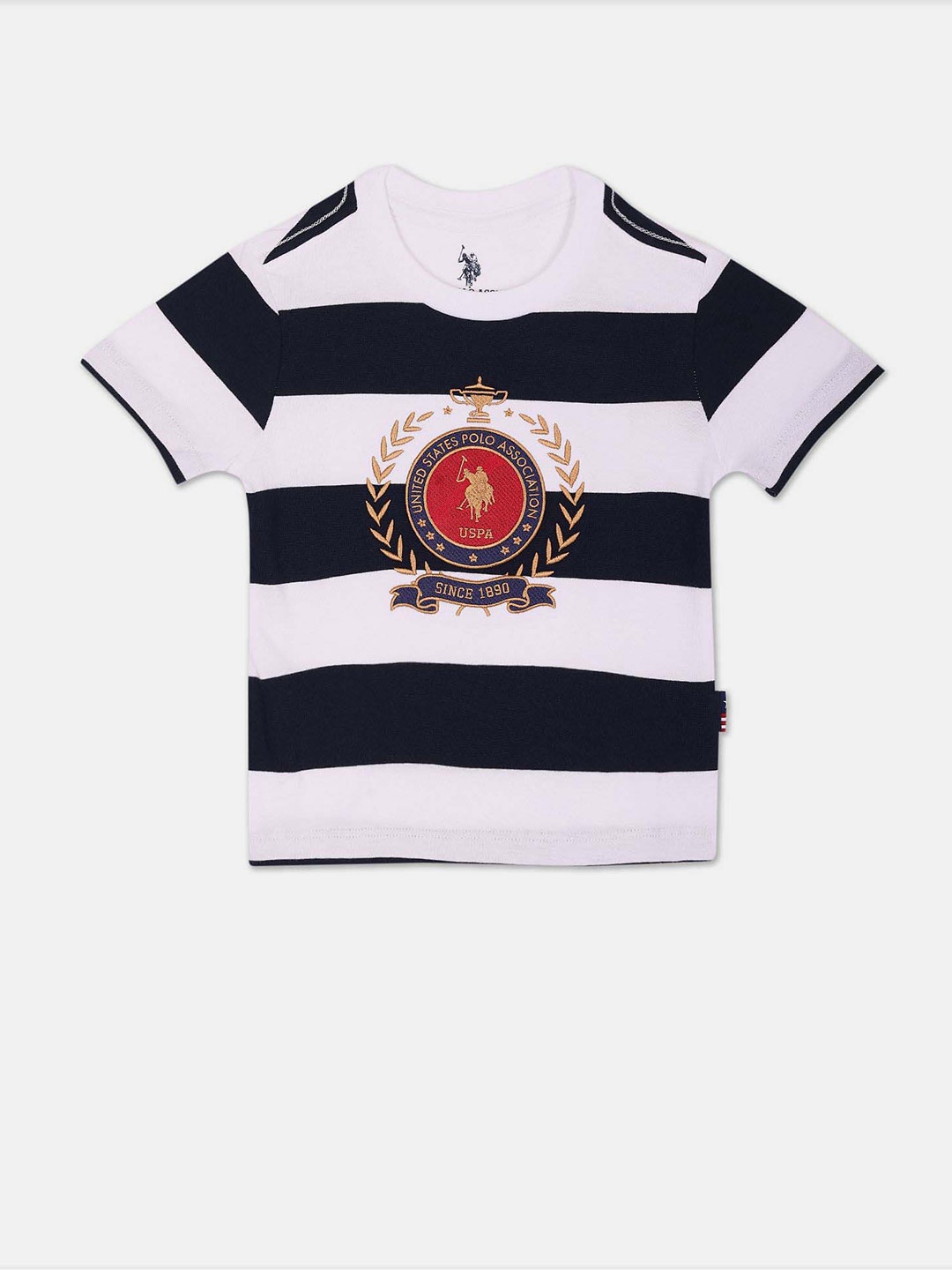 

U.S. Polo Assn. Kids Boys Striped Pure Cotton T-shirt, White