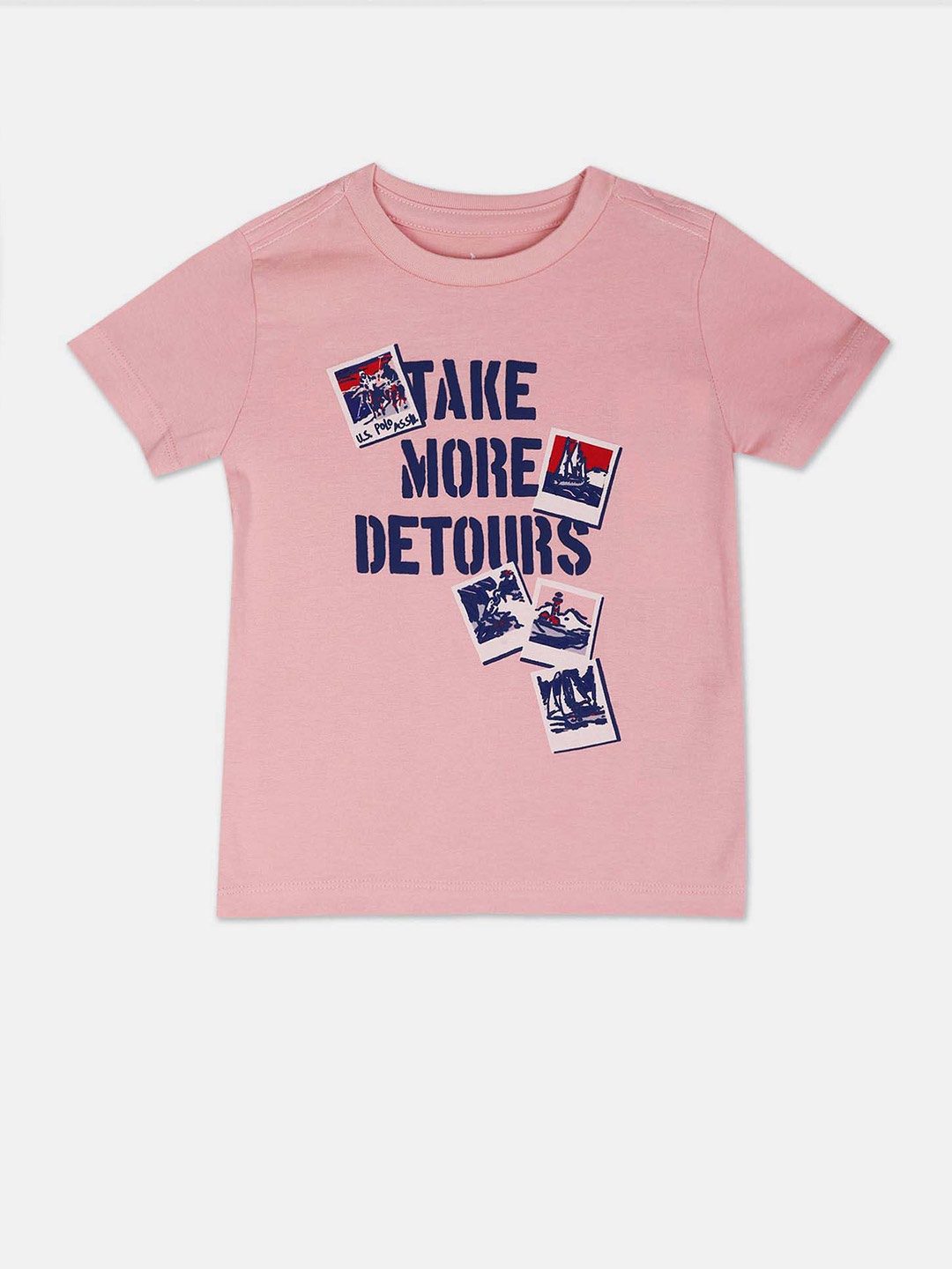 

U.S. Polo Assn. Kids Boys Typography Printed Pure Cotton T-Shirt, Pink