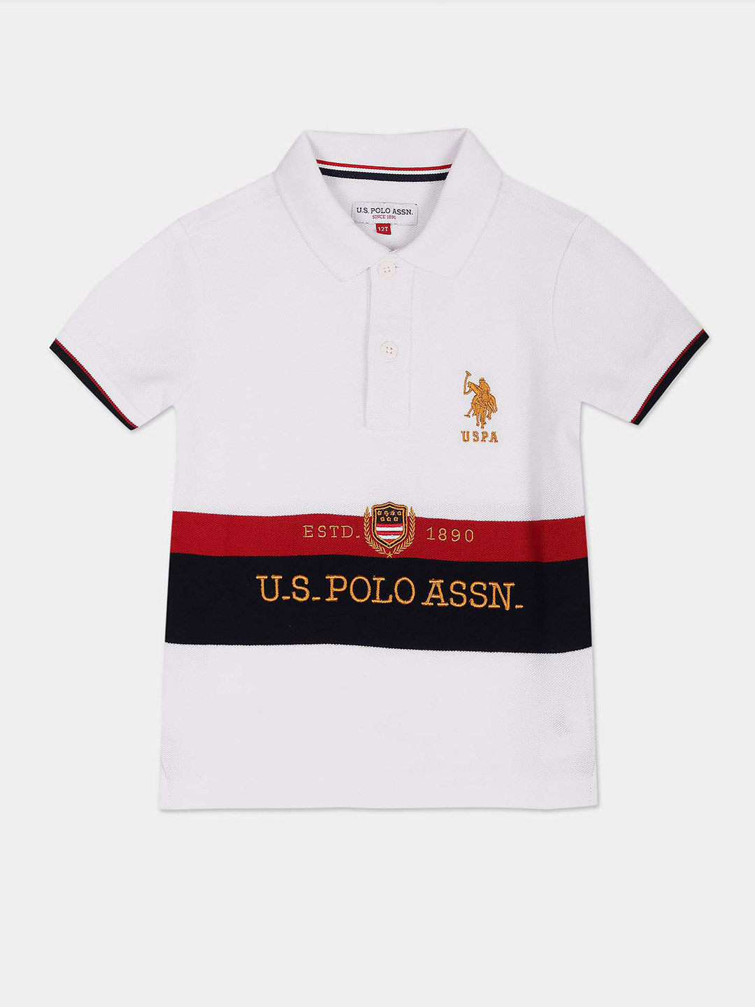 

U.S. Polo Assn. Kids Boys Polo Collar Pure Cotton T-shirt, White