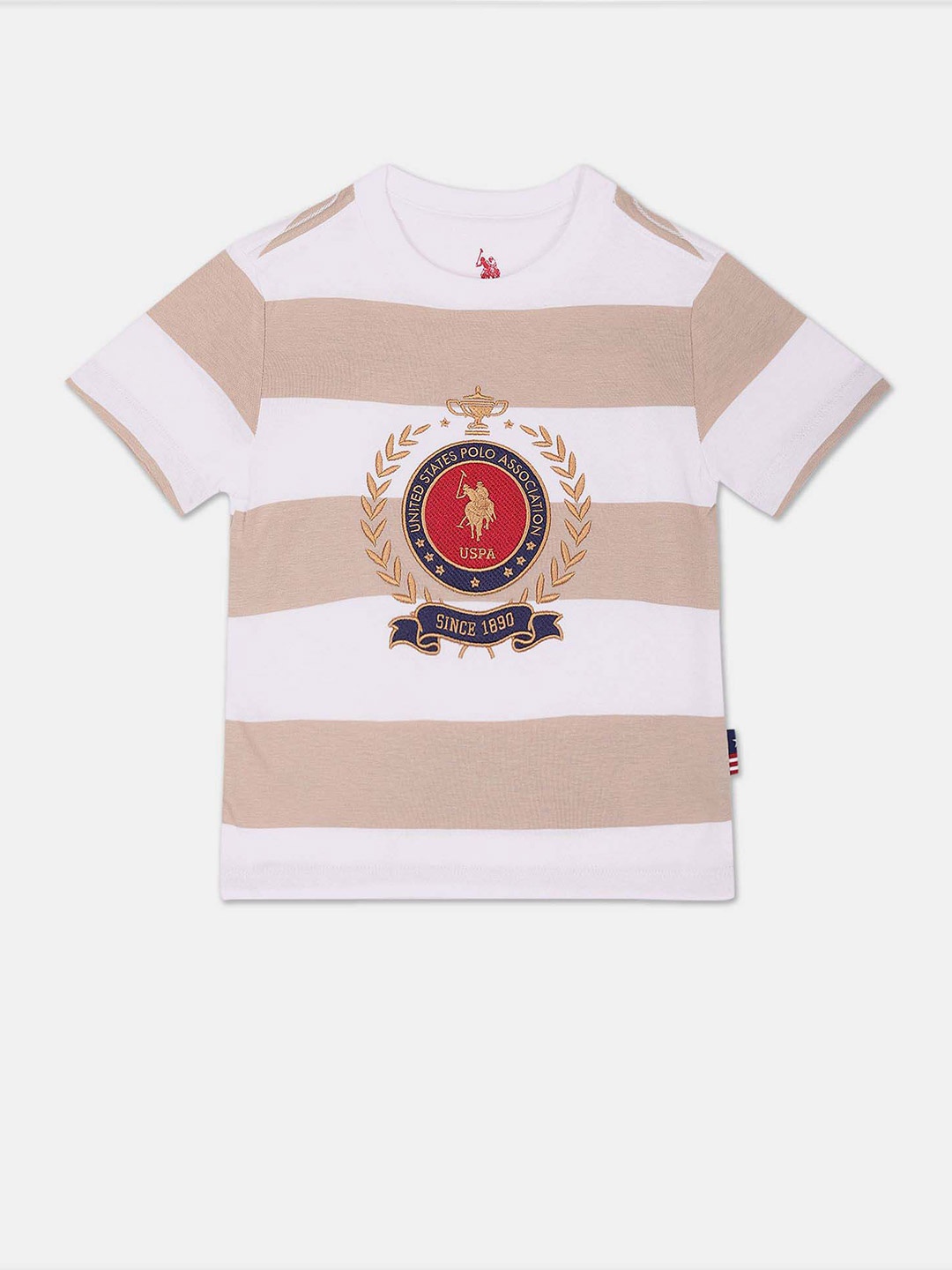 

U.S. Polo Assn. Kids Boys Striped Pure Cotton T-shirt, White