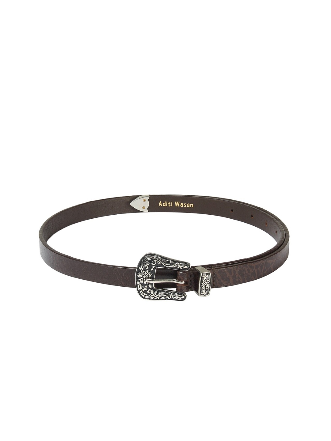 

Aditi Wasan Women Printed Leather Belt, Brown