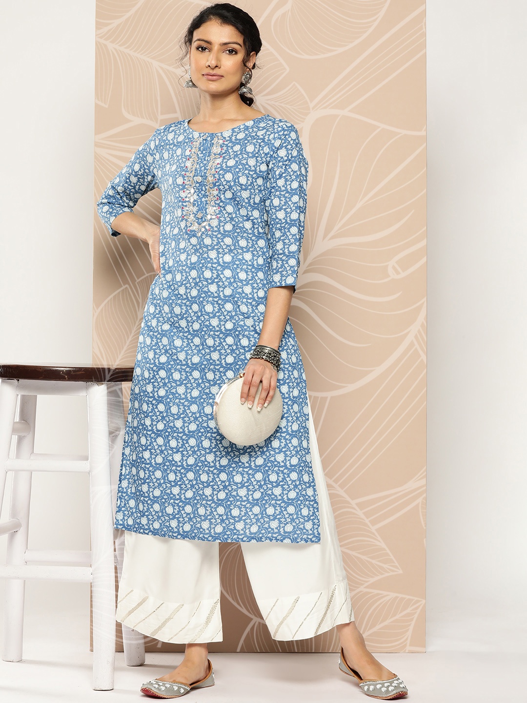 

Varanga Women Ethnic Motifs Printed Kurta, Blue