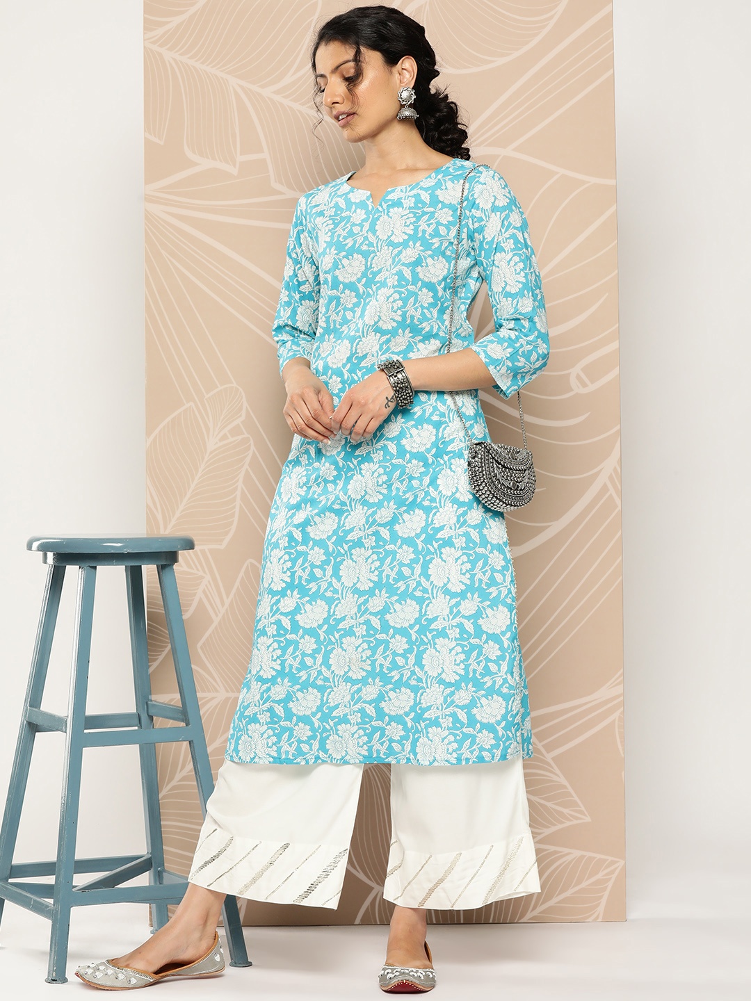 

Varanga Ethnic Motifs Printed Kurta, Blue