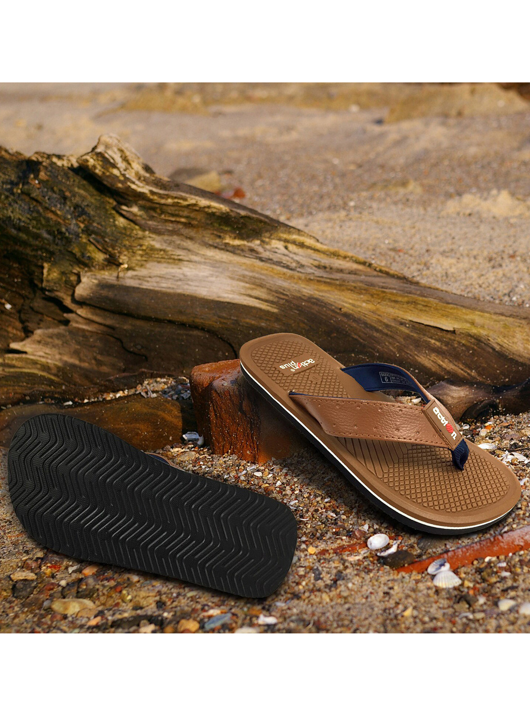 

Action Men Textured Rubber Thong Flip-Flops, Beige