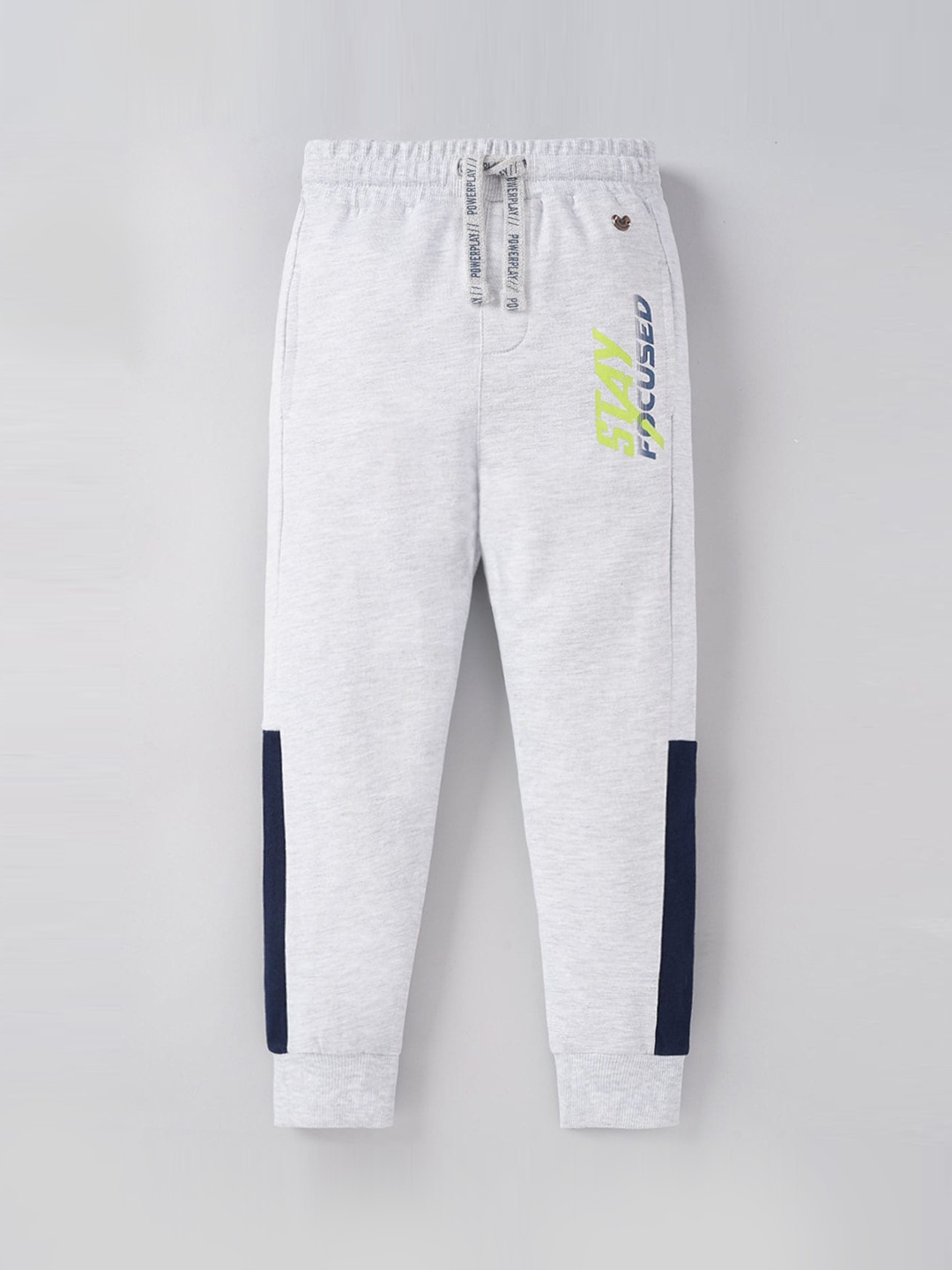 

Ed-a-Mamma Boys Colourblocked Pure Cotton Mid-Rise Joggers, Grey