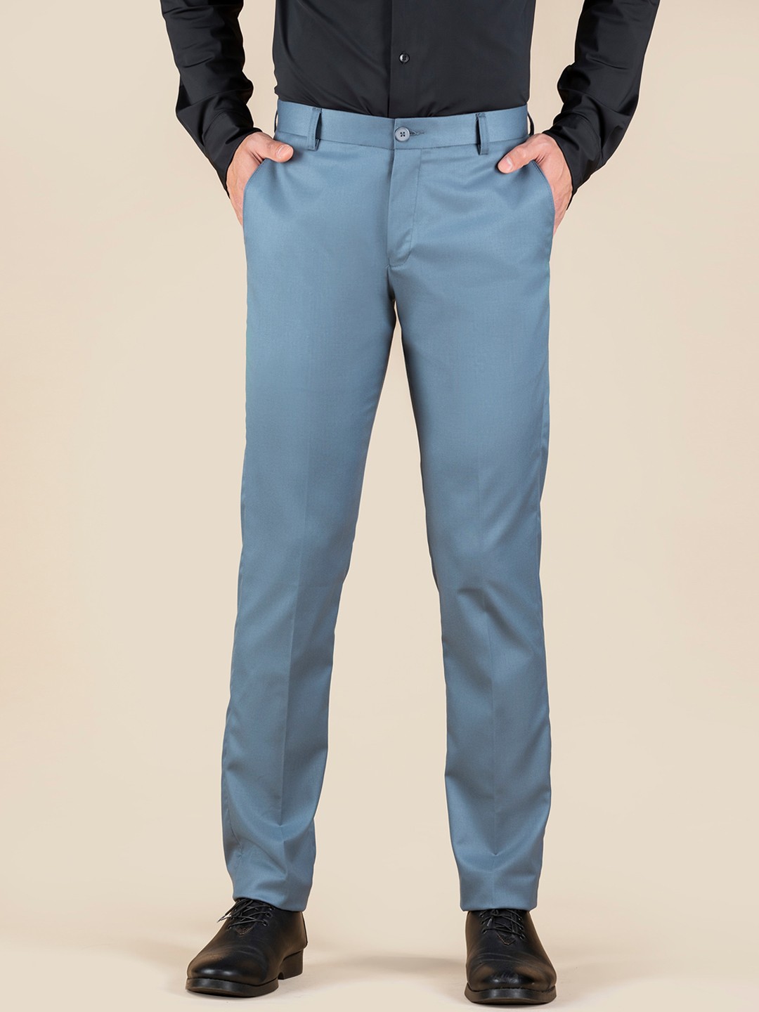 

Dennis Lingo Men Classic Slim Fit Wrinkle Free Formal Trousers, Grey