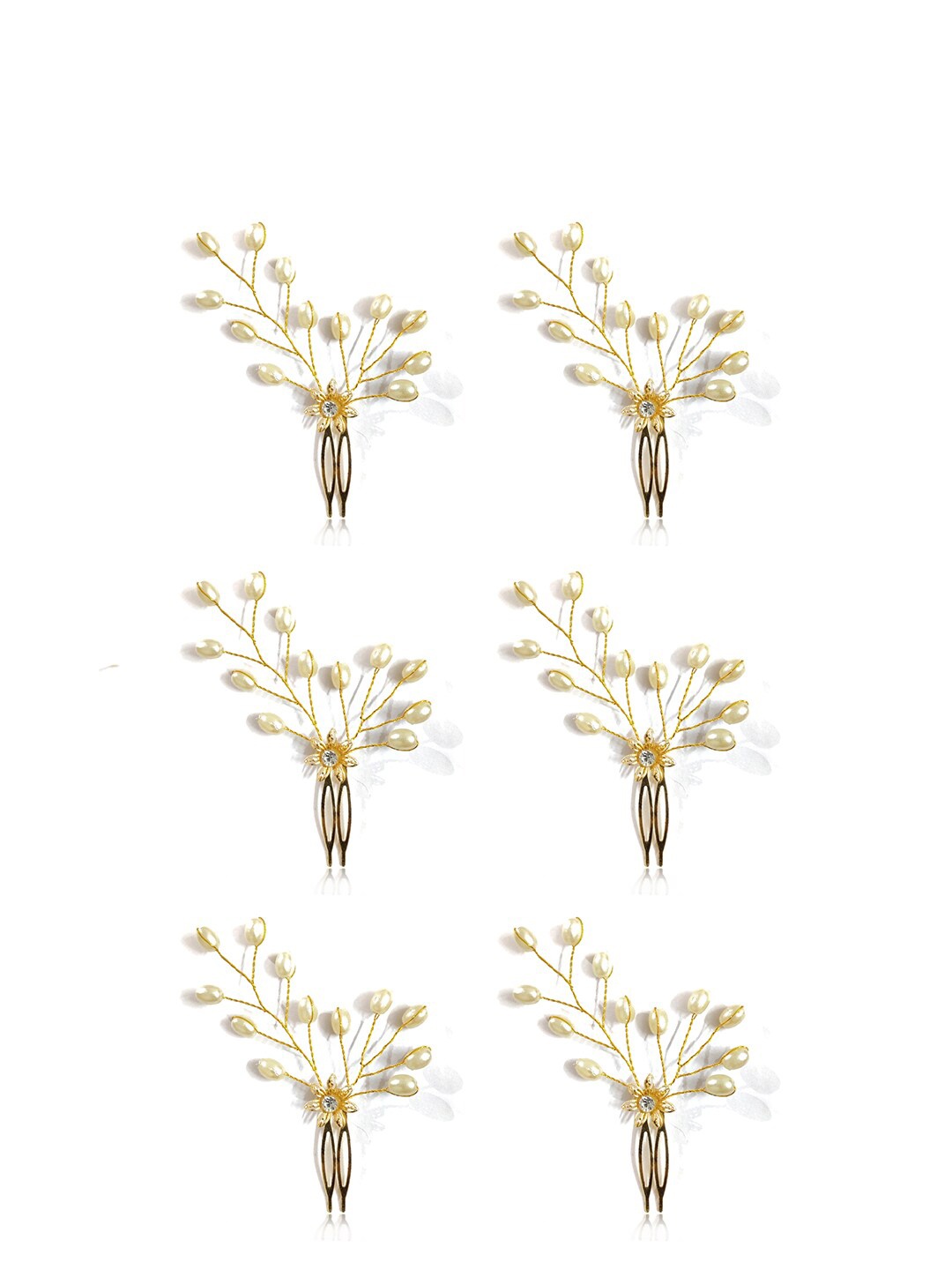 

Hair Flare Women Set of 6 Embellished Hair Accessory Set, Gold