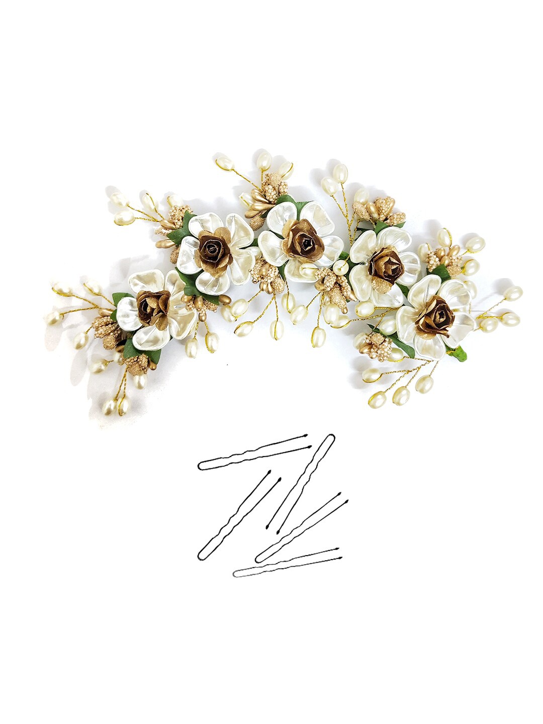 

Hair Flare Women Set of 5 U-Pins With Tiara, Cream
