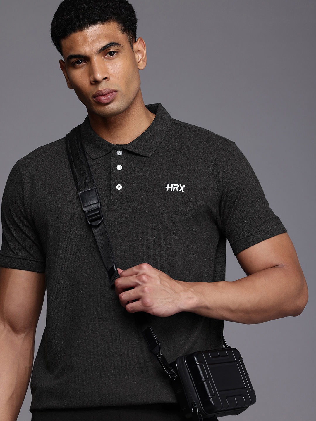 

HRX by Hrithik Roshan Men Lifestyle Polo Collar T-shirt, Charcoal