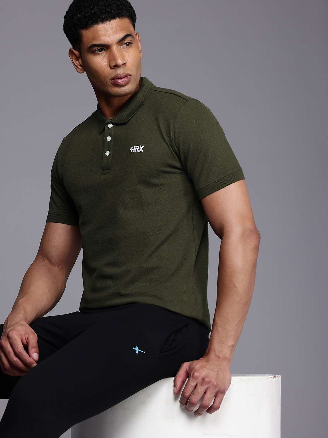 

HRX by Hrithik Roshan Men Lifestyle Polo Collar T-shirt, Olive
