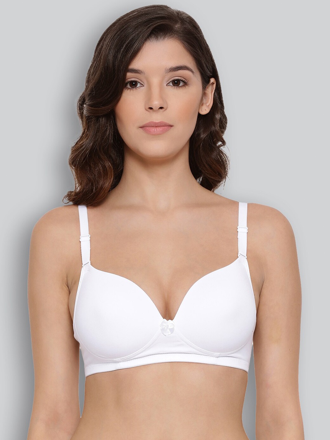 

Lyra Combed Cotton Seamless Wrinkle Free Cups Bra with Detachable Strap, White