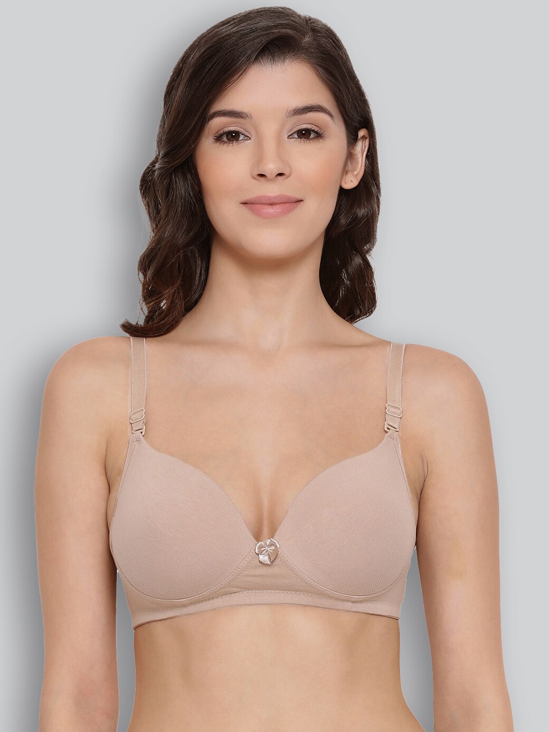 

Lyra Combed Cotton Seamless Wrinkle Free Cups Bra with Detachable Strap, Beige