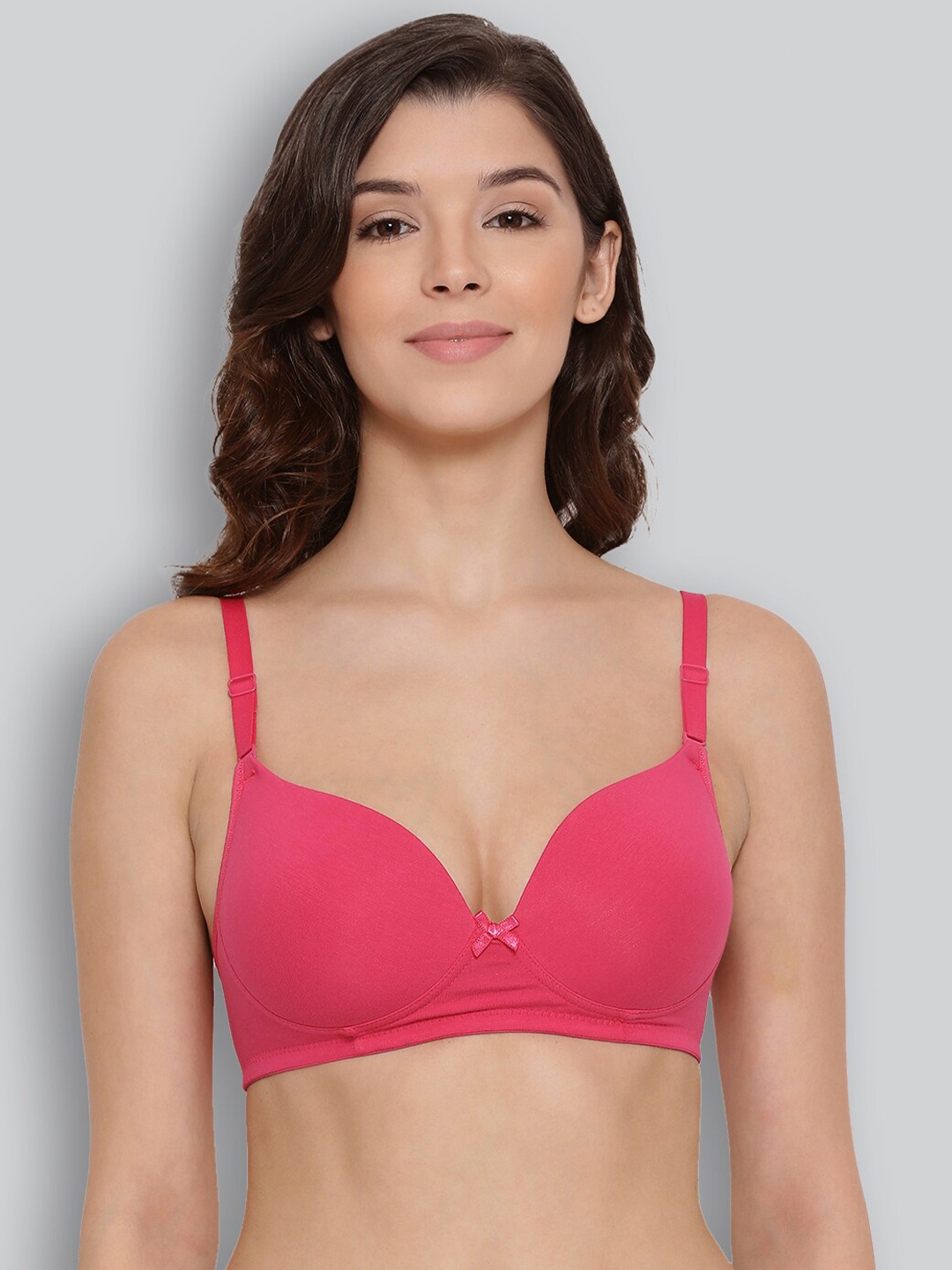 

Lyra Combed Cotton Seamless Wrinkle Free Cups Bra with Detachable Strap, Fuchsia